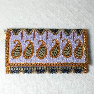 Anthropologie Beaded Leather Crossbody Clutch